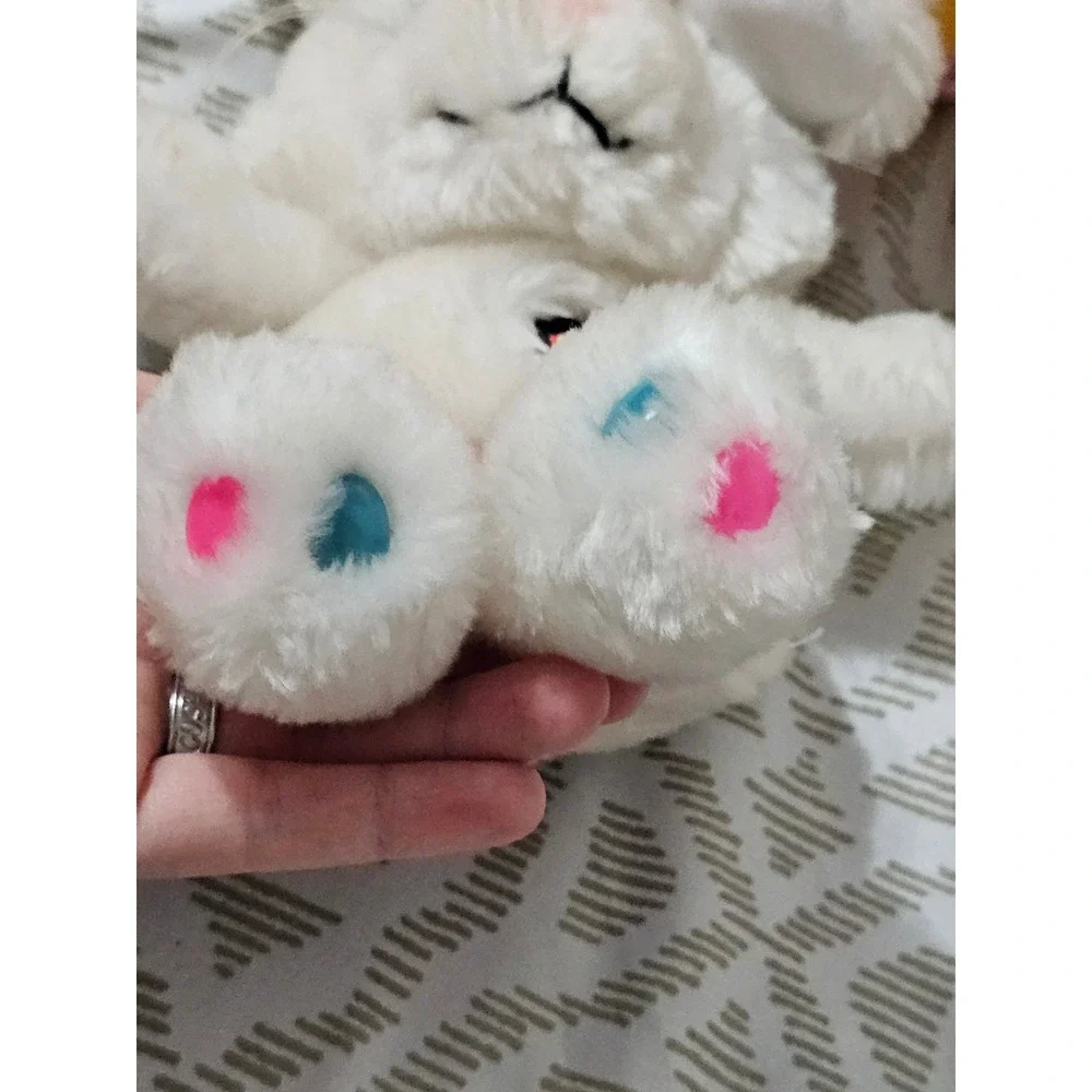 Vintage 1988 Applause Jelly Belly White Bunny Plush & Yellow Ceramic Candy Jar